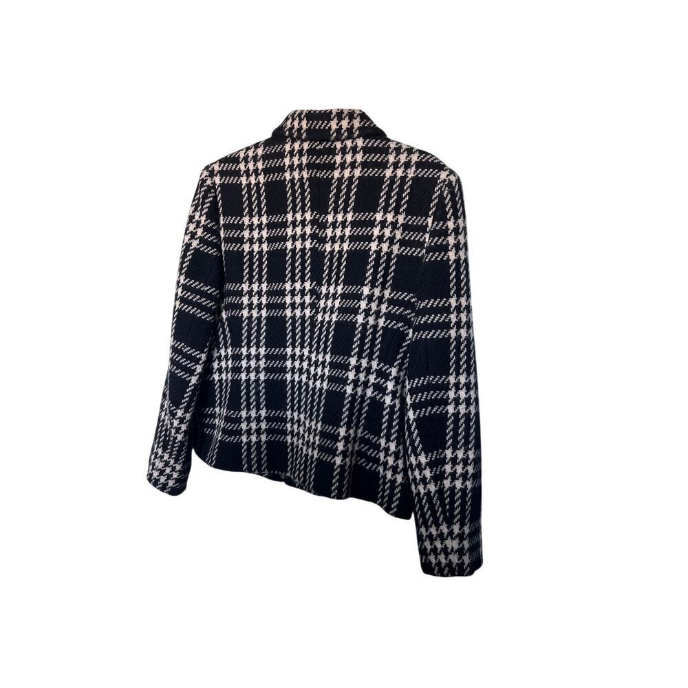 NWOT Jones New York Women Black and White Plaid Wool Jacket Size 16 - Picture 2 of 6